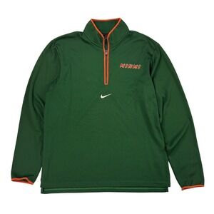 Vintage Nike University of Miami Sweatshirt Mens Size L 1/4 Zip Center Swoosh